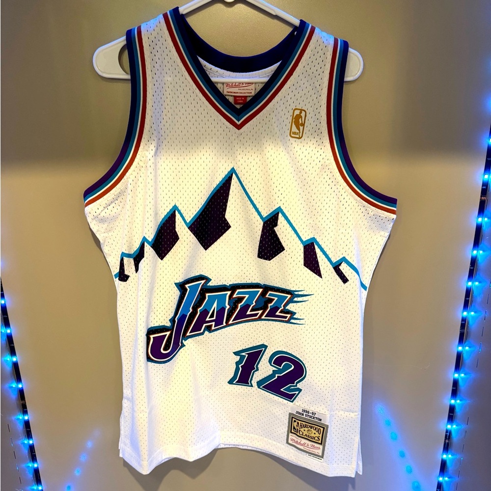 NBA White and Blue Jazz Jerseys Authentic Collection